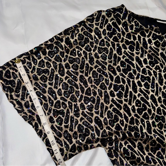 Catos Women’s Plus 18/20 Black Gold Metallic Top Leopard Print Dolman Sleeves - Picture 11 of 11